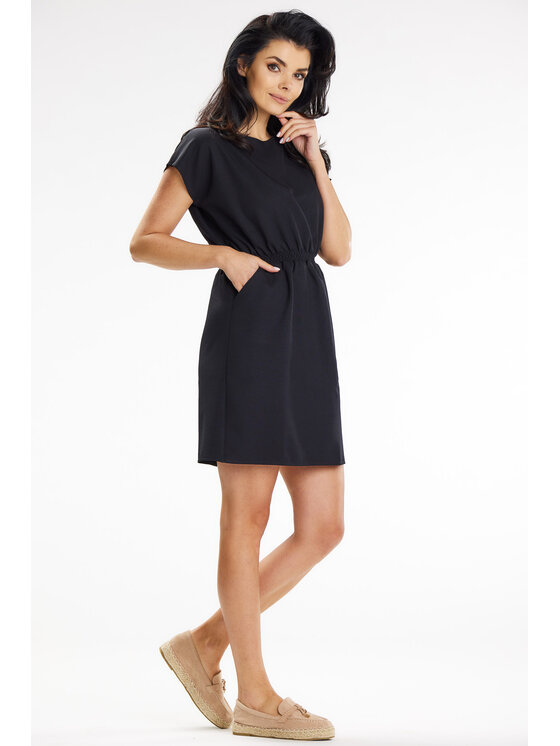 Awama Awama Sukienka letnia A646 Czarny Basic Fit