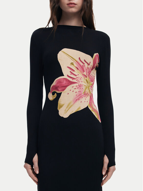 Desigual Desigual Ежедневна рокля 25SWVKX1 Черен Slim Fit