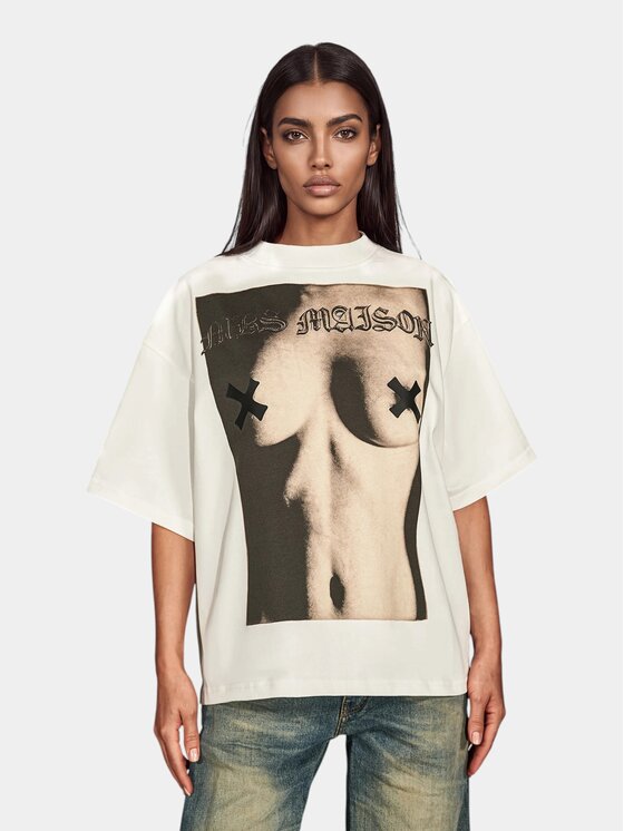 MADE BY SOCIETY MADE BY SOCIETY T-Shirt Shab - T27881 Biały Basic Fit