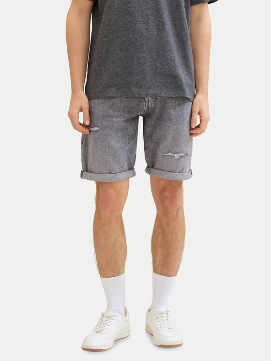 Tom Tailor Denim Tom Tailor Denim Дънкови шорти 1041433 Сив Slim Fit