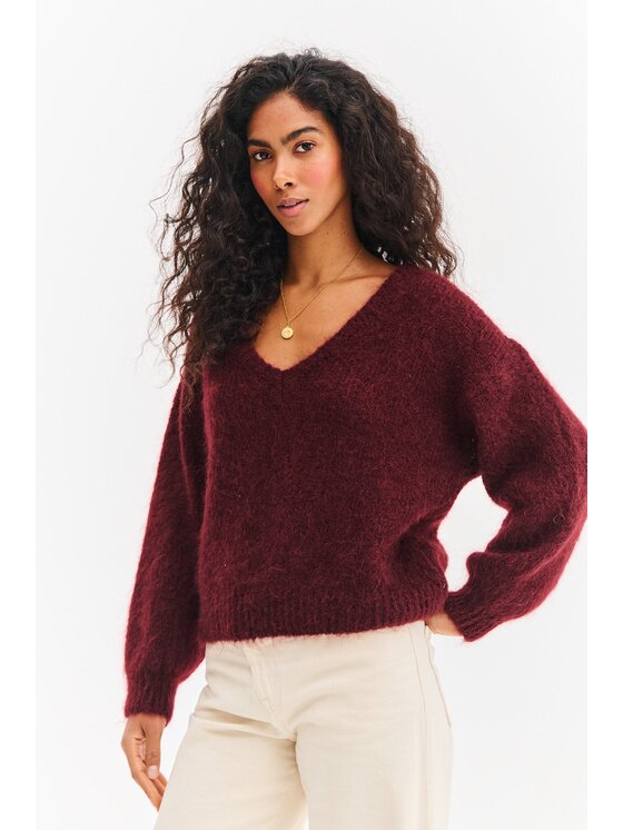 NAOKO NAOKO Sweter Berrylicious Bordowy Regular Fit