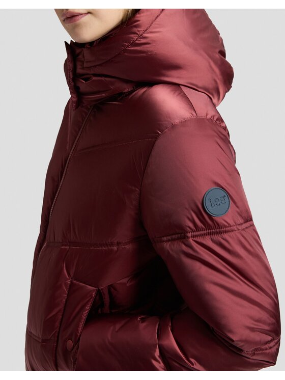 Lee Lee Kurtka puchowa SHORT HOODED PUFFER Czerwony Regular Fit