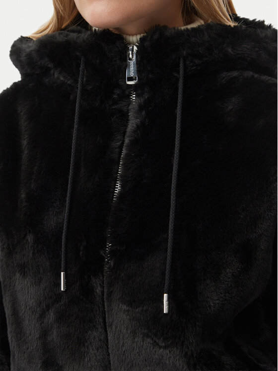 Guess Guess Pelzmantel W6BL98 W5896 Schwarz Regular Fit