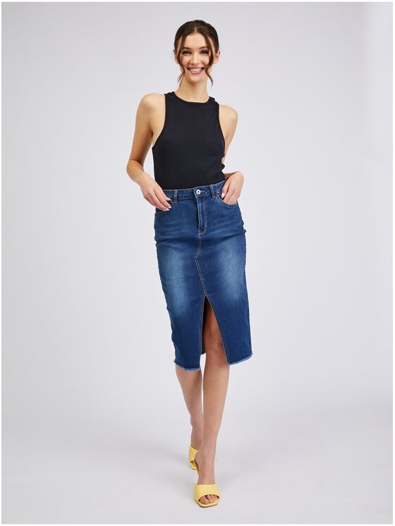 Orsay Orsay Spódnica jeansowa 710319548000__40 Niebieski Regular Fit