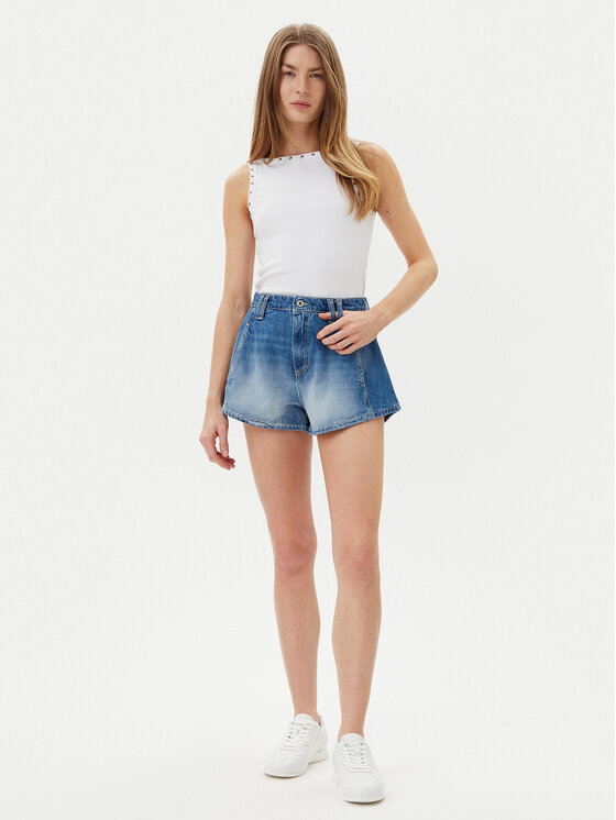 Please Please Pantaloni scurți de blugi D0KDEH0W7S Albastru Regular Fit
