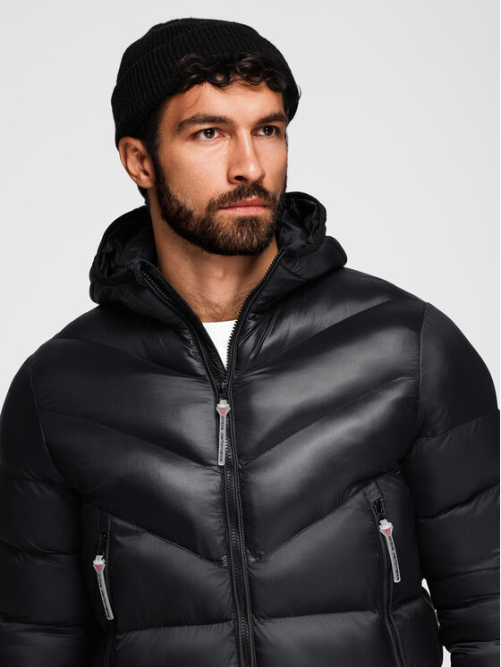 Ombre Ombre Kurtka przejściowa OM-JAHP-0303 Czarny Regular Fit