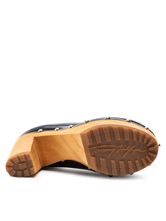 Tommy Hilfiger Tommy Hilfiger Natikače High Heel Clog Mule Monogram FW0FW06884 Tamnoplava