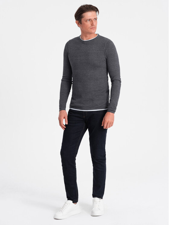 Ombre Ombre Sweter OM-SWSW-0103 Szary Classic Fit