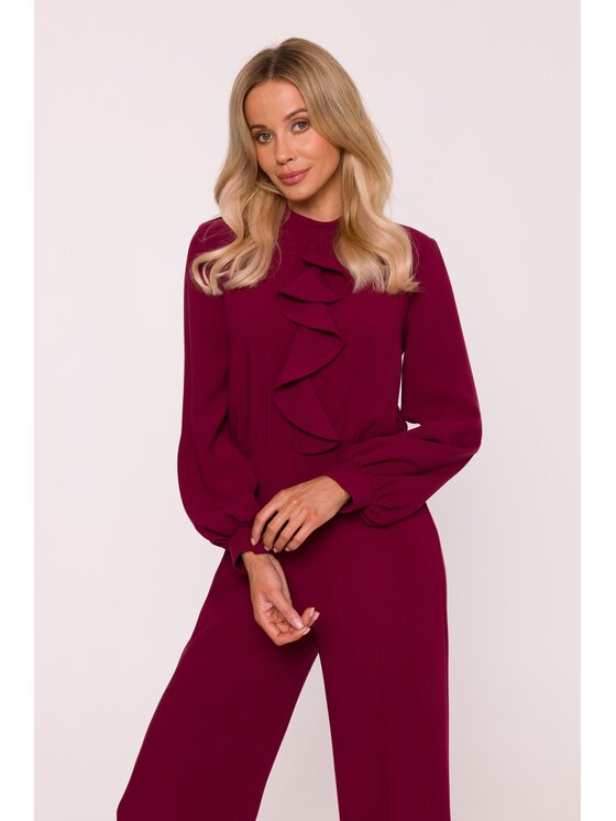 Stylove Stylove Kombinezon S420 Bordowy A-Line Fit