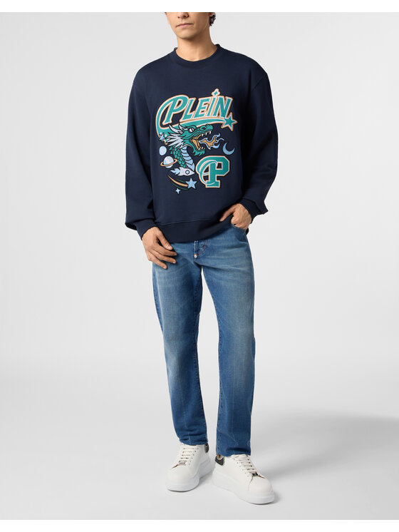 PHILIPP PLEIN PHILIPP PLEIN Mikina 31290 Tmavomodrá Regular Fit