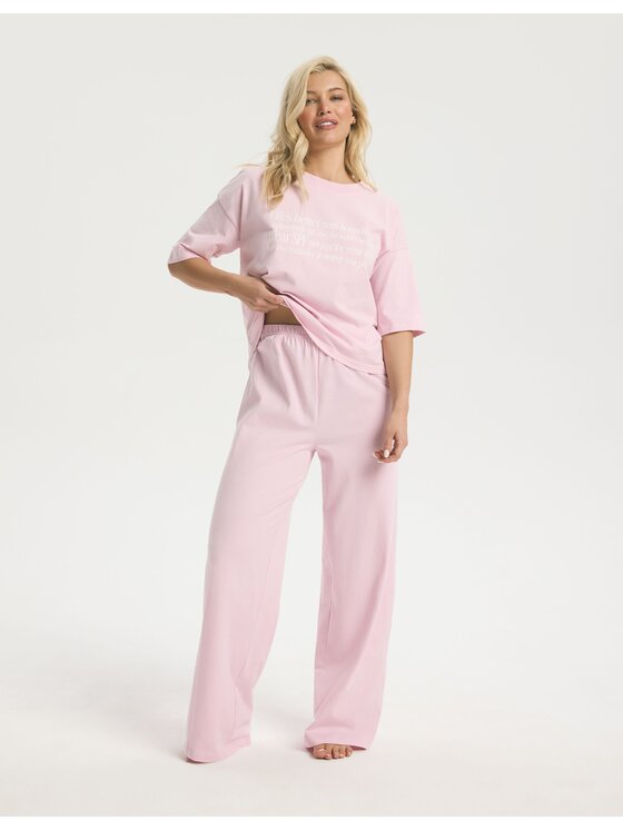 Esotiq Esotiq Piżama 44641 Różowy Regular Fit