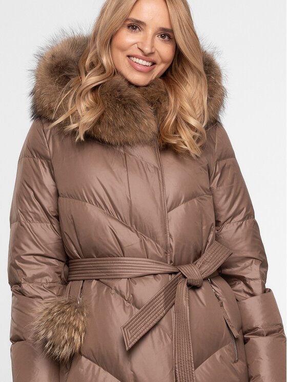 Perso Perso Kurtka damska BLH251050FXR Beżowy Regular Fit
