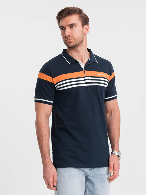Ombre Ombre Polokošile OM-POSS-0127 Tmavomodrá Regular Fit
