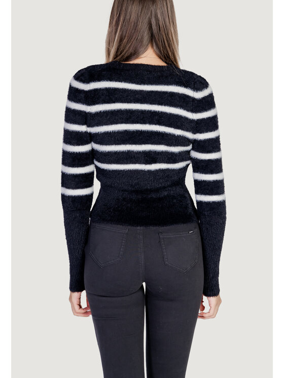 ONLY ONLY Maglione Onlpiumo Ls Puff Stripe O-Neck Cc Knt Nero Regular Fit