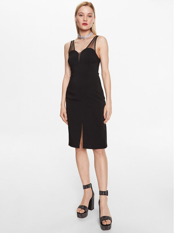 Kontatto Cocktail obleka NO1013 Črna Slim Fit