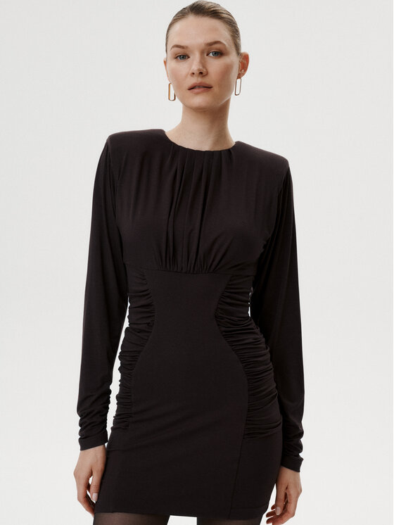 MARI PRETI MARI PRETI Koktejlové šaty Voleta Hnědá Slim Fit