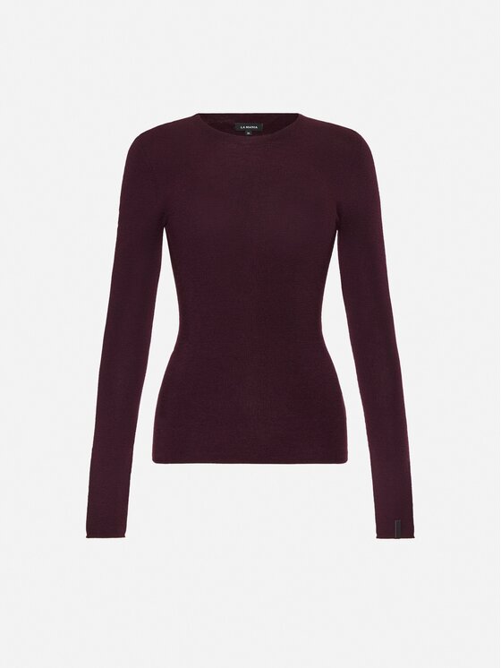 La Mania La Mania Longsleeve NANCY Bordowy Slim Fit