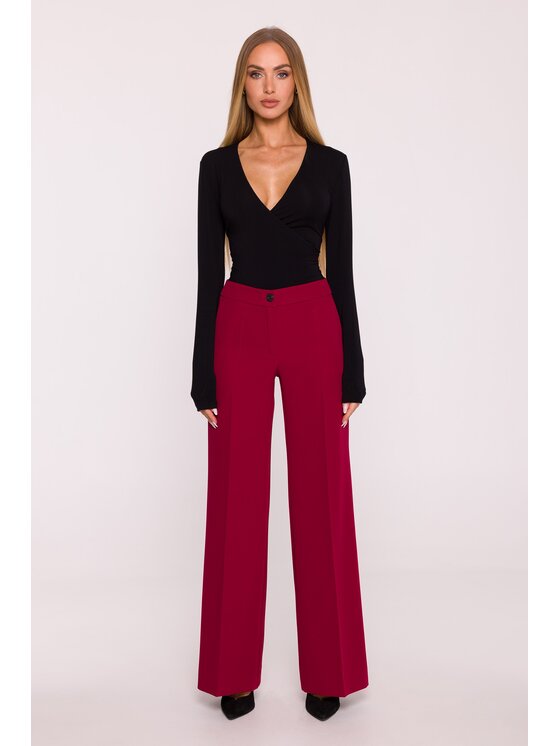 Made of Emotion Made of Emotion Spodnie materiałowe M875 Bordowy Wide Leg