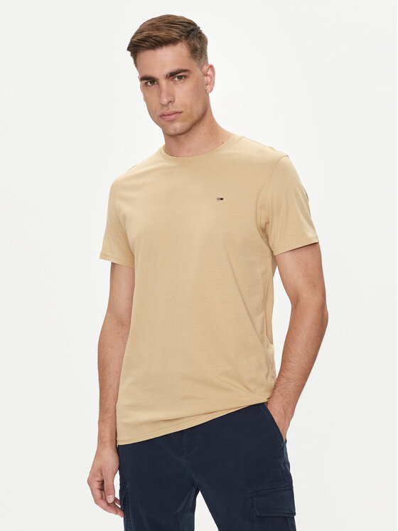 Tommy Jeans Tommy Jeans T-Shirt DM0DM04411 Beżowy Slim Fit