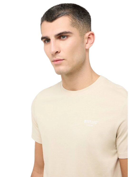 Mustang Mustang T-Shirt Style Austin Beżowy Regular Fit