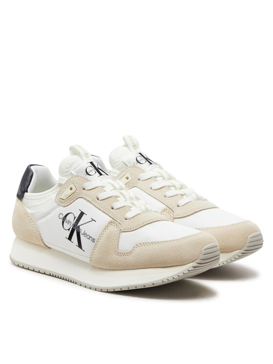 Calvin Klein Jeans Calvin Klein Jeans Sneakersy Runner Sock Laceup Ny-Lth Wn YW0YW00840 Biały