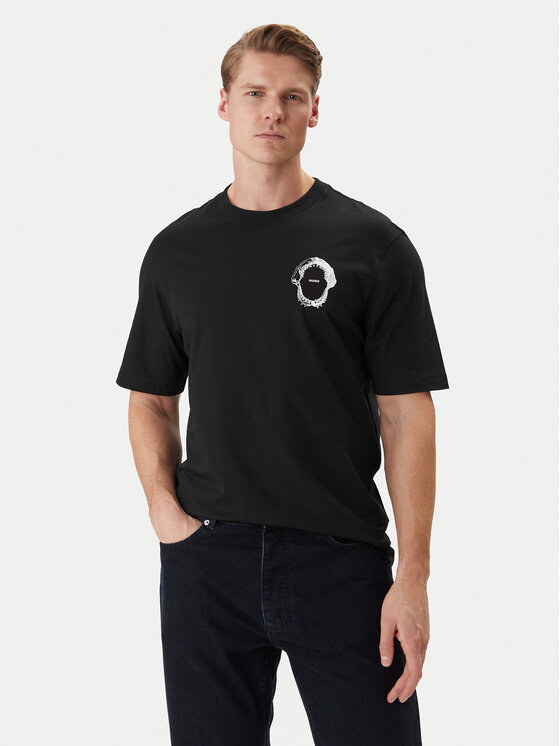 HUGO HUGO Marškinėliai Nofishix 50554370 Juoda Regular Fit