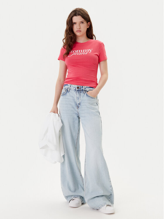 Tommy Jeans Tommy Jeans T-Shirt Essential DW0DW19447 Różowy Slim Fit