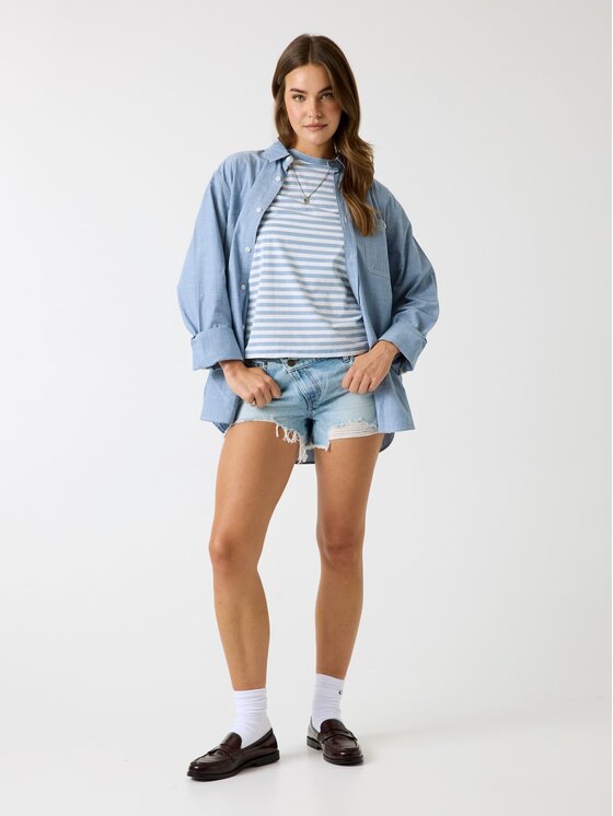 Guess Jeans Guess Jeans T-Shirt 183181 Modrá Classic Fit
