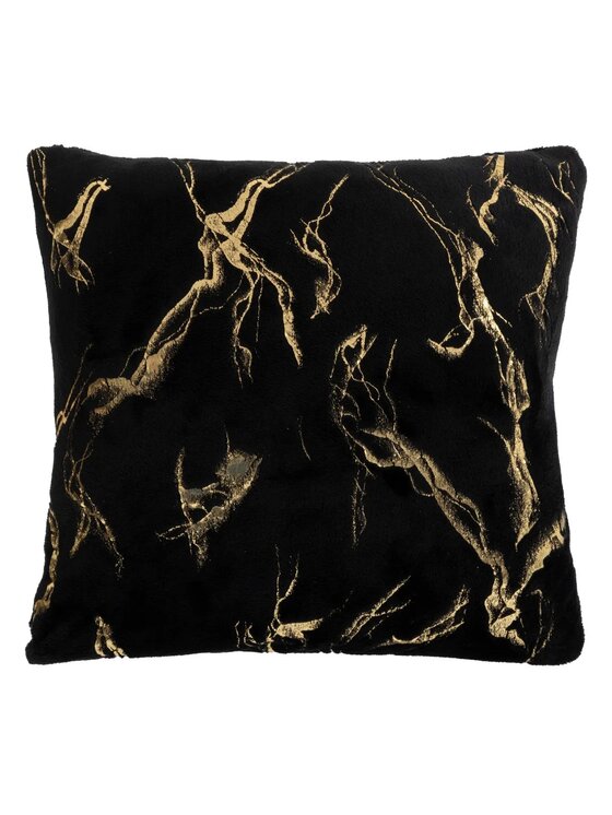 MIAhome MIAhome Poduszka pluszowa czarna, złoty marmur 40x40 cm Marbre Czarny