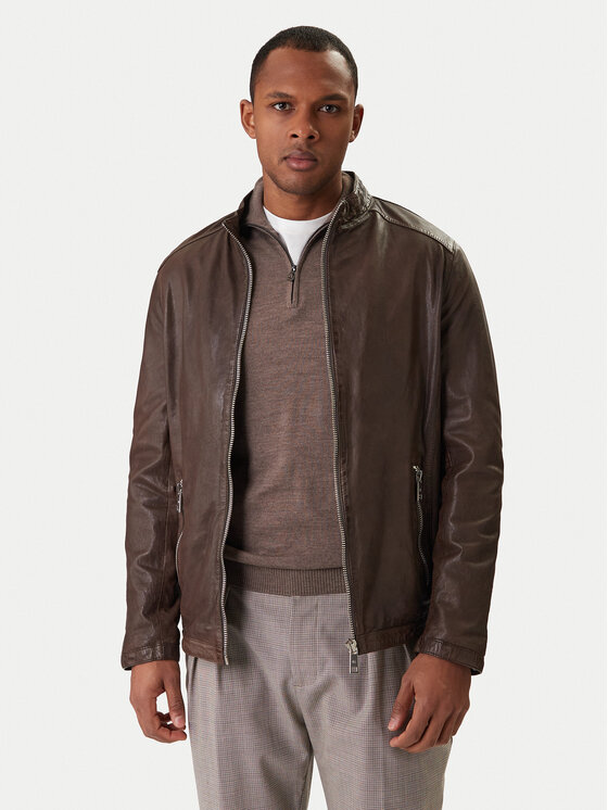 Milestone Milestone Кожено яке Oliverio 611099 60770 Кафяв Regular Fit
