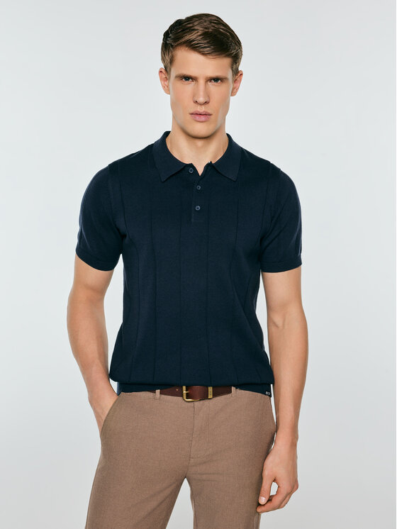 BIG STAR BIG STAR Sweter MATISON Granatowy Basic Fit