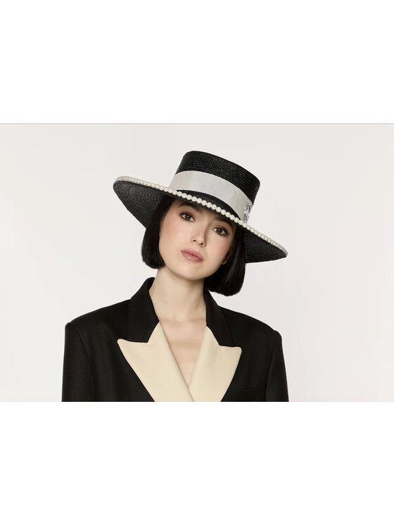 GIODORO GIODORO Cappello Ixonio Iconic Canotier Straw Pearl Nero