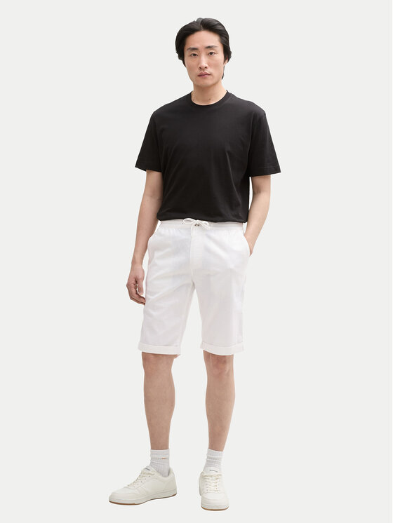 Tom Tailor Tom Tailor Šortky z materiálu 1044715 Bílá Regular Fit