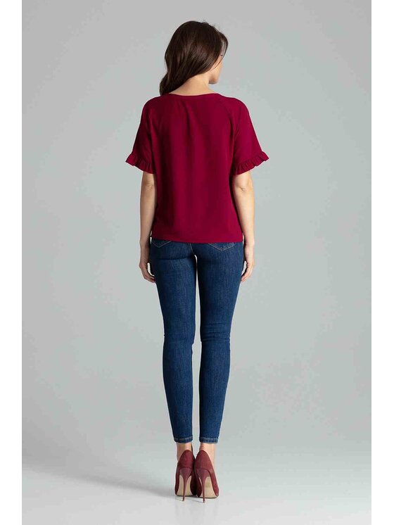 Lenitif Lenitif Blusa L052 Rosso Regular Fit