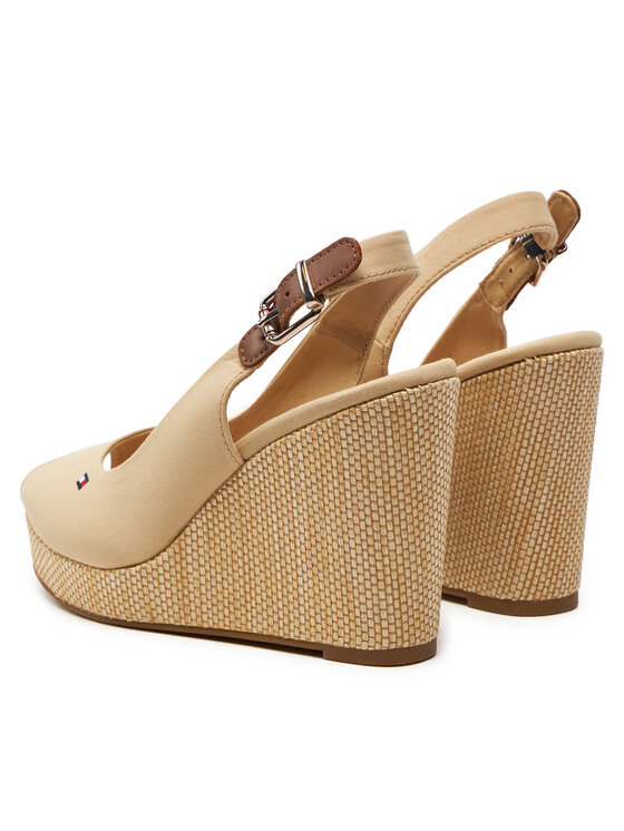Tommy Hilfiger Sandalen Iconic Elena Sling Back Wedge FW0FW04789 Beige Modivo