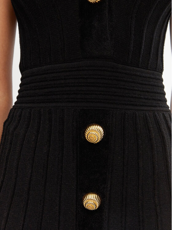 Balmain Balmain Sukienka dzianinowa DF0R7086KH64 Czarny Regular Fit
