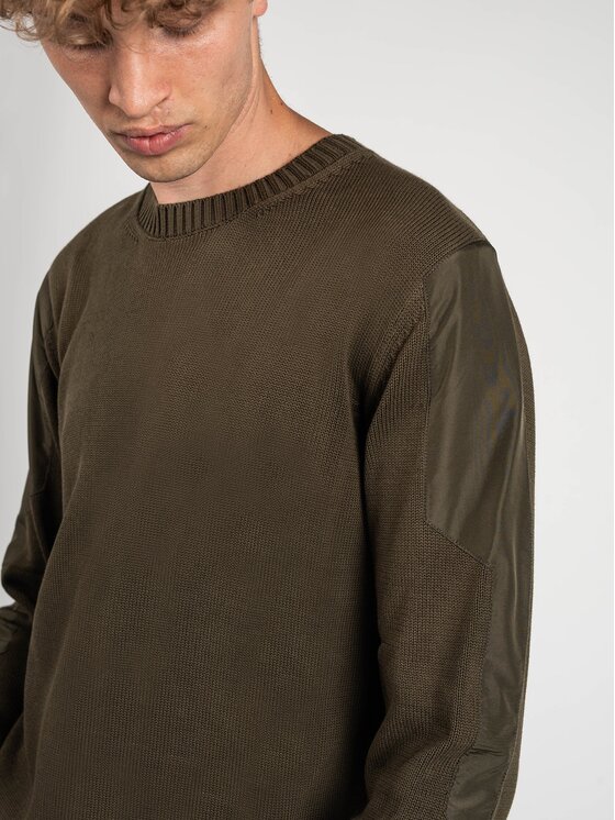Les Hommes Les Hommes Sweter LKK112-603A | Jumper with Nylon Khaki Regular Fit