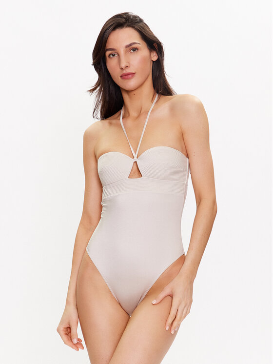 Calvin Klein Swimwear Peldkostīms KW0KW02142 Bēšs