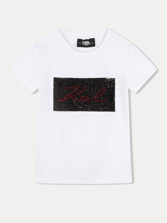 Karl Lagerfeld Kids Karl Lagerfeld Kids T-Shirt Z30210 S Biały Regular Fit