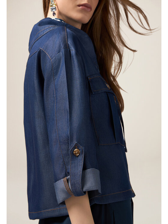 Oltre Oltre Camicia 5640R002971N034 Blu Cropp Fit