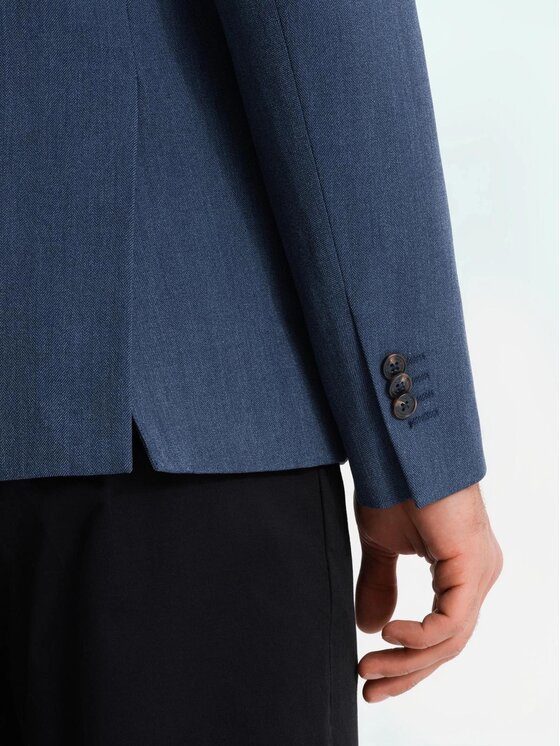 Ombre Ombre Marynarka OM-BLZB-0135 Niebieski Slim Fit