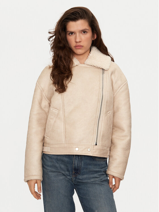 Vila Vila Jacke aus Kunstleder Risi 14098061 Beige Regular Fit