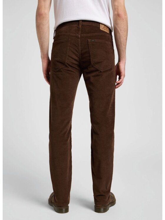 Lee Lee Spodnie materiałowe DAREN ZIP FLY Brązowy Straight Fit
