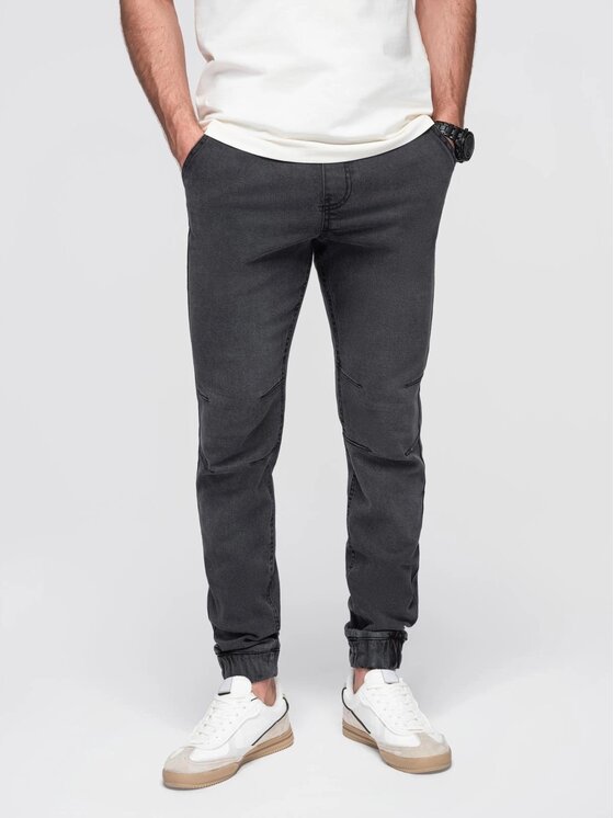 Ombre Ombre Jeansy OM-PADJ-0267 Szary Jogger Fit