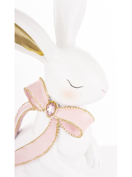 MIAhome MIAhome Figurka królik ceramiczny BUNNY-5 z długą kokardką Biały