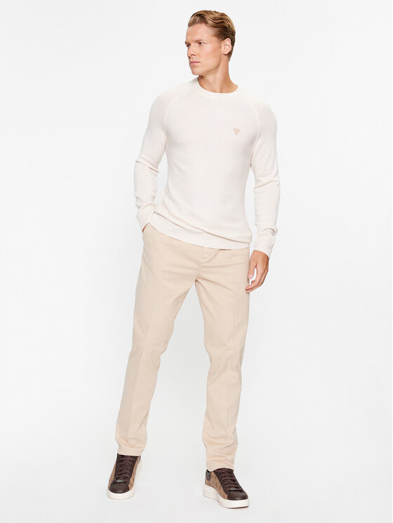 Guess Guess Spodnie materiałowe Noah M3BB27 WFPMA Beżowy Slim Fit