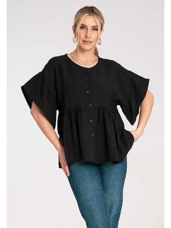 FIGL FIGL Bluzka M1211 Czarny Regular Fit