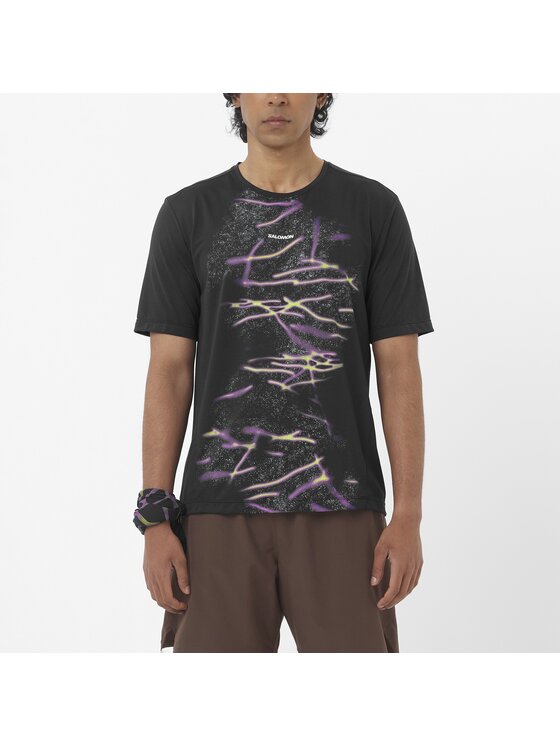 Salomon Salomon Koszulka techniczna SHAKEout CORE SS TEE GRAPHIC Czarny Regular Fit