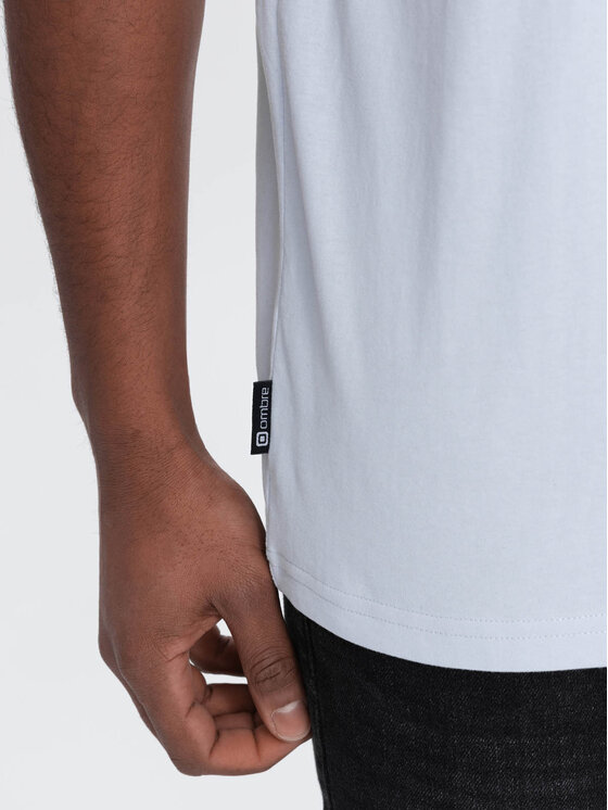 Ombre Ombre T-Shirt OM-TSCT-0109 Světle modrá Classic Fit