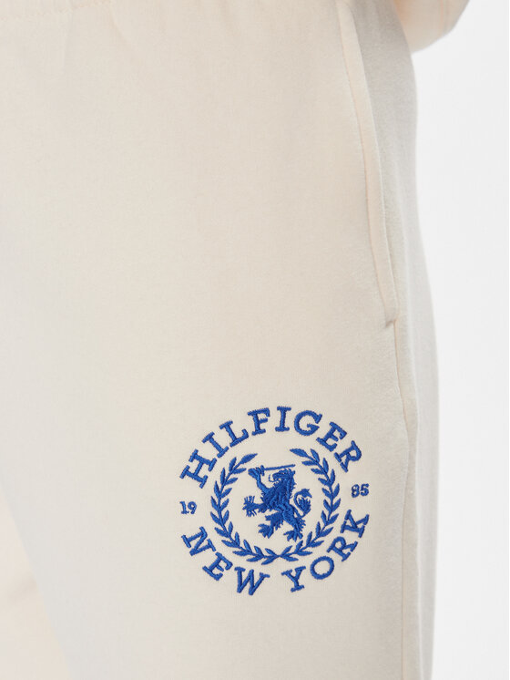 Tommy Hilfiger Tommy Hilfiger Spodnie dresowe Crest Sweat Pant WW0WW40601 Écru Regular Fit